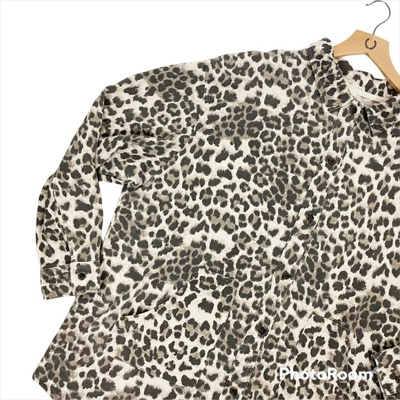 SEW IN LOVE Animal Print Button-Up Shirt Jacket XXL Shacket Leopard Camo Print - Picture 5 of 13